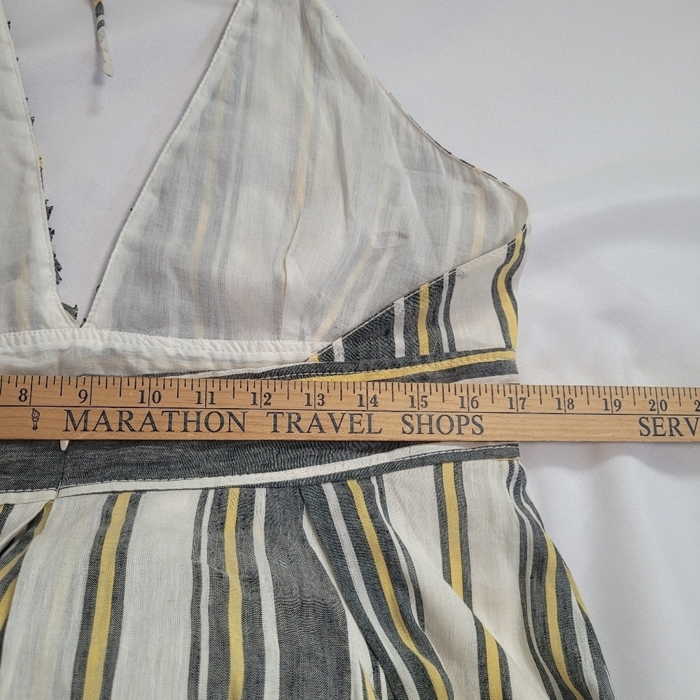 J.Crew Sylvan Backless Halter Striped Dress Linen Blend Size 14( see measurement - Picture 11 of 12